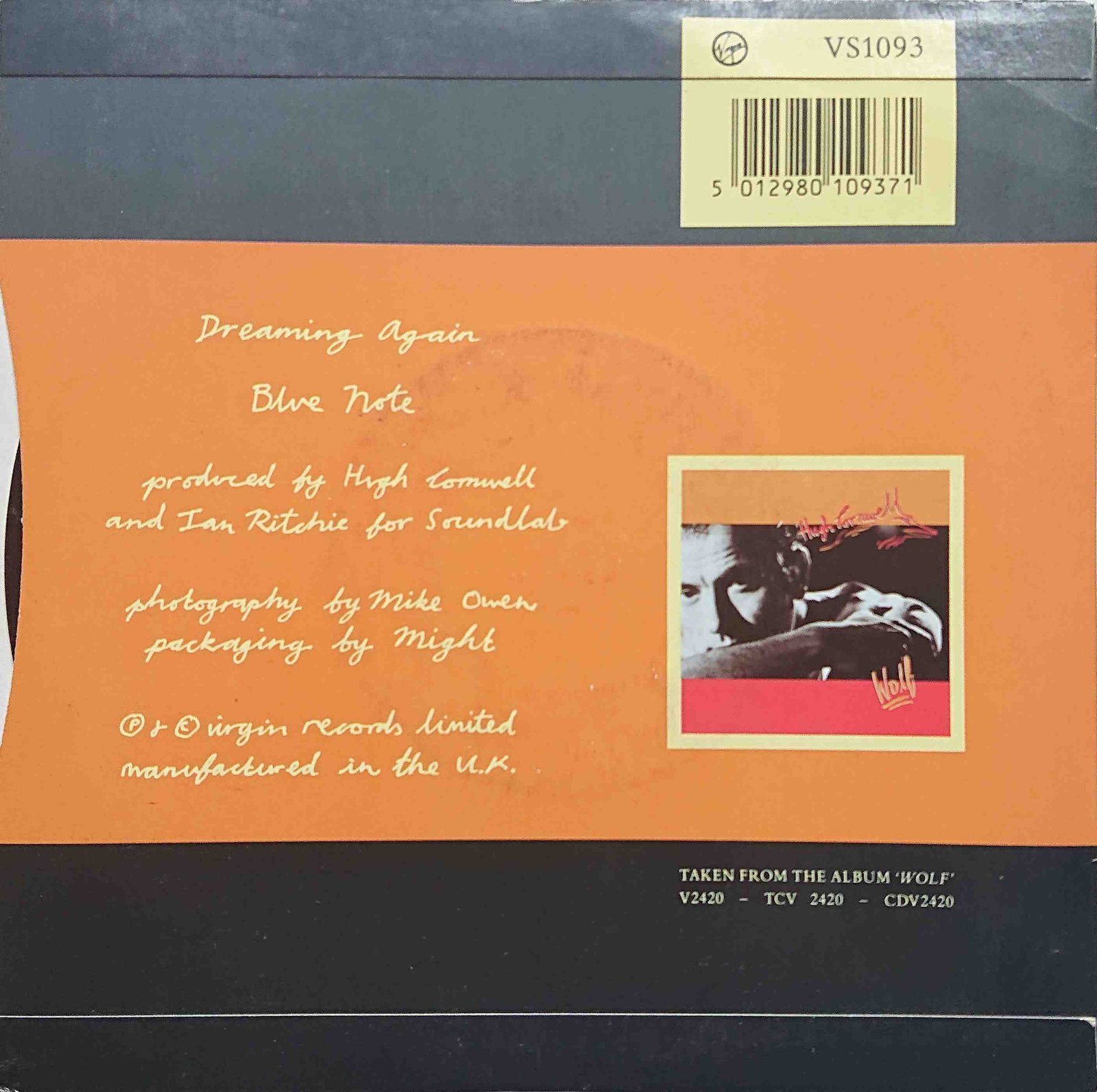 VS 1039 Dreaming again Hugh Cornwell from The Stranglers Back cover of VS 1039